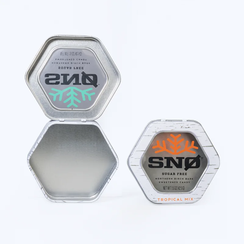 NICE-CAN Factory Premium Metal Box Custom Packaging Candy Tins Chewing Gum Portable Tin Box With Window Octagonal Tin Can