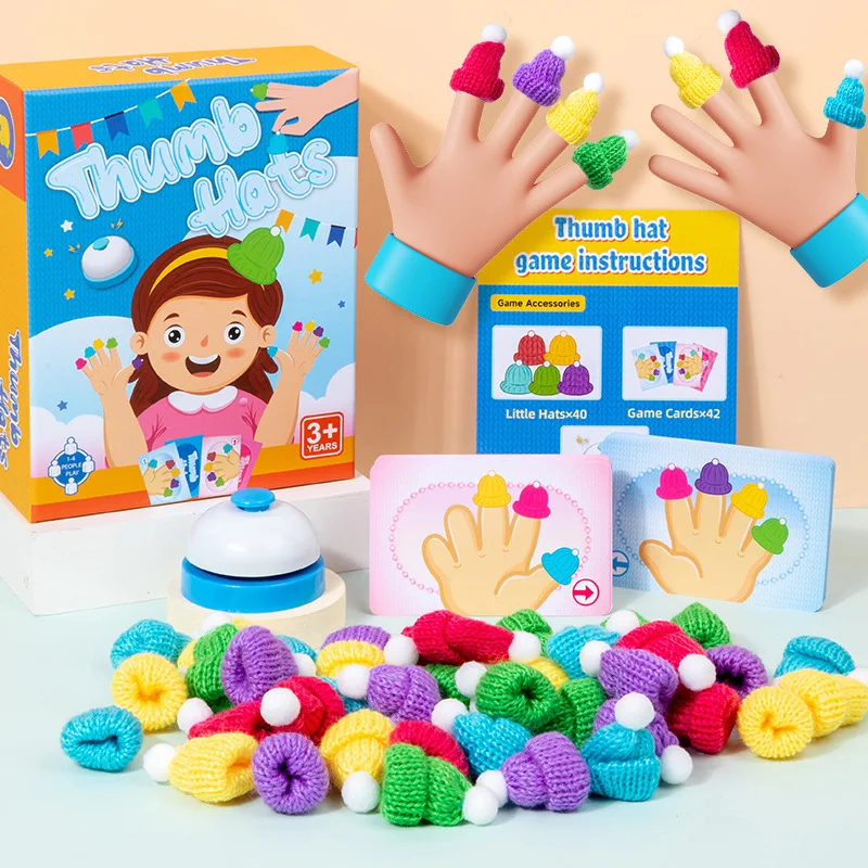 Children Educational Toy Colorful Thumb Hats Game Kindergarten Color Cognitive Desk Game Finger Gloves Montessori Education Toy