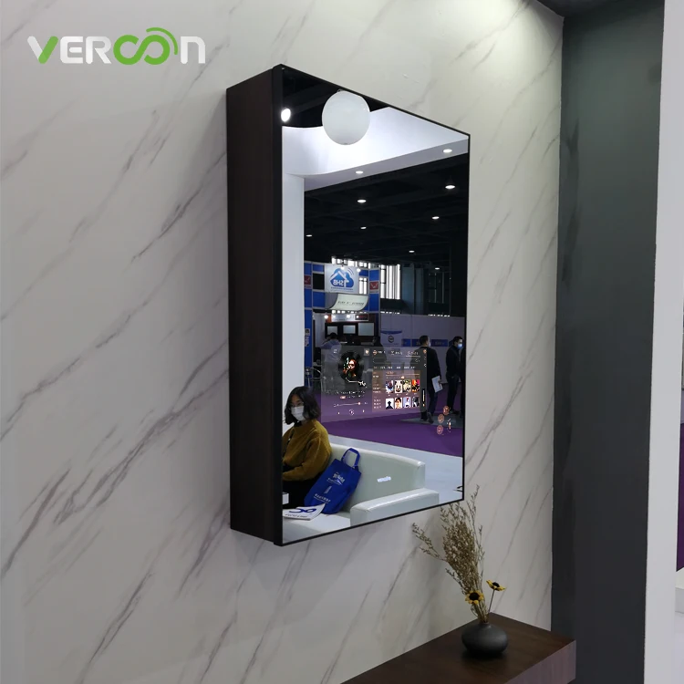 Vercon Best Makeup Led Rectangular Medicine Cabinet with Mirror Bathroom Cabinets with Mirrors Smart Mirrors