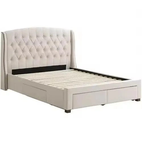 Queen Size Velvet White King Bed Frame Set Modern Wood Leather Luxury Double Bed For Adult Sale