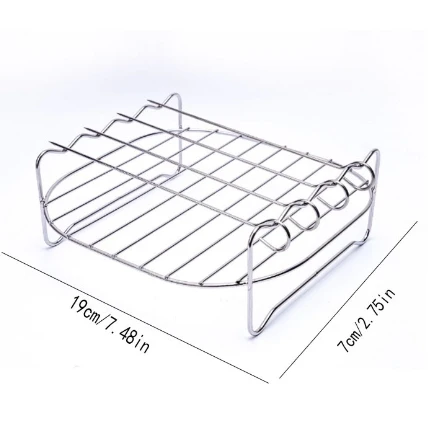 round Square 304 Stainless Steel BBQ Accessories Double Layer Grill Kitchen Barbecue Grill Rack with Skewers for Air Fryer