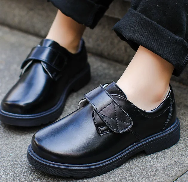 Wholesale Children Boy Girl School Black Kids Leather Shoes