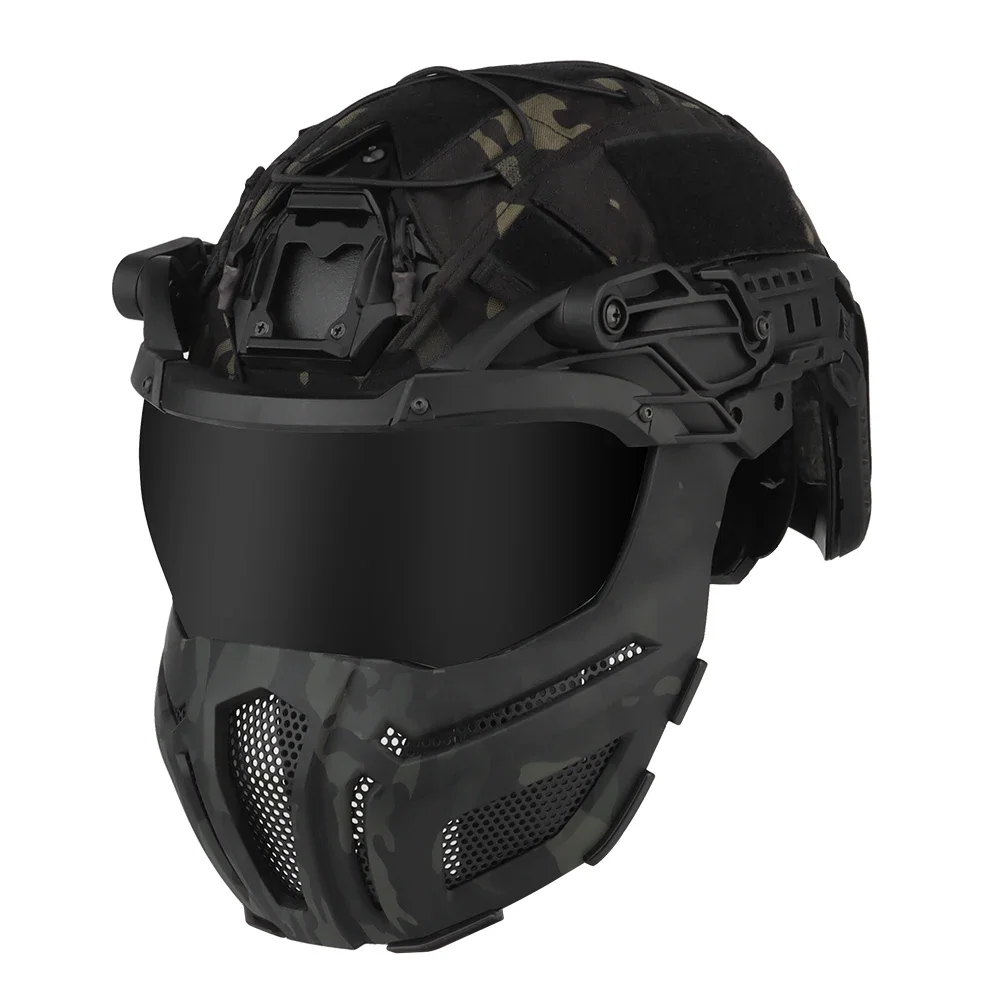 Camouflage FAST Helmet Full Covered Helmets with Steel Mesh Protective Mask / Goggles Hunting Motorcycle Cosplay