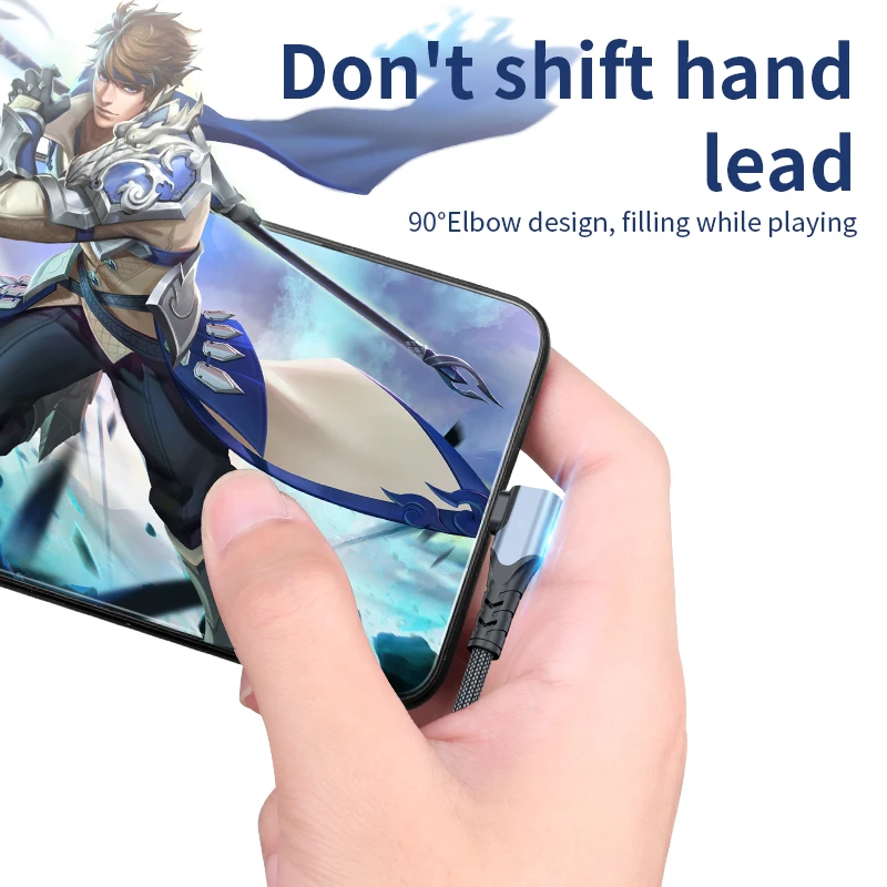 Phone accessory 5A fast charging usb type c cable 90 degree right angle PD 60W 100W type c to type c cable