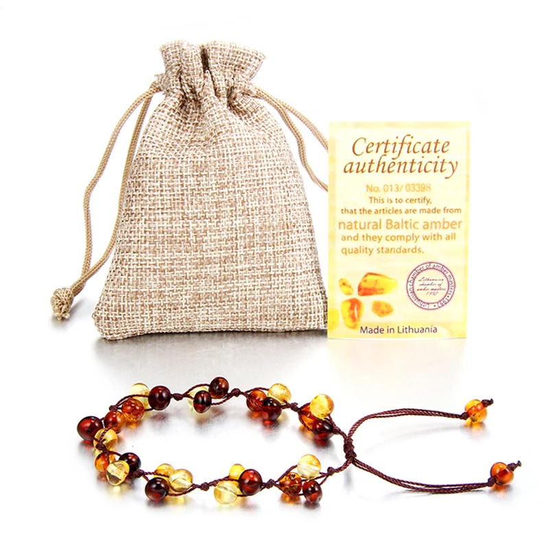 
braided Handmade Original Baltic Ambers Beads Jewelry For Baby Adult Gift Stone Teething Beads Baltic Natural Amber Bracelet 