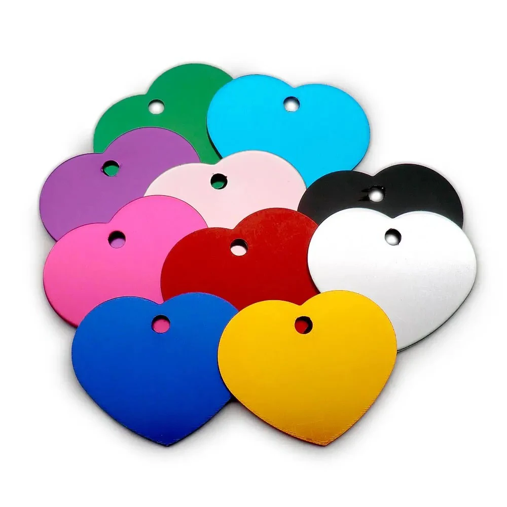 Customized Dog ID Tag Engraved Cute Pet Tags For Dog Accessories Personalized Heart Name Tag Plate Collar Decoration