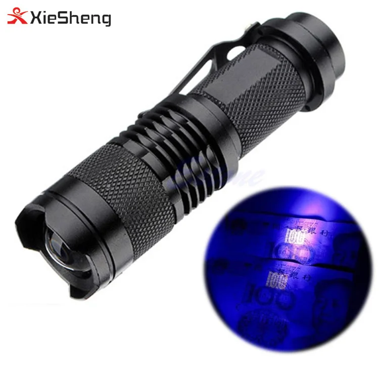 LED UV Flashlight 365nm 395nm Blacklight Scorpion UV Light Pet Urine Detector Zoomable Ultraviolet Rechargeable Outdoor Lighting