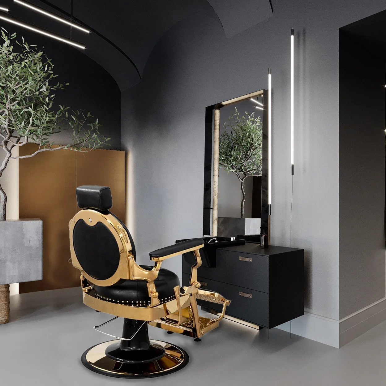 Latest Antique Black And Gold Salon Furniture Heavy Duty Hairdressing Men Barber Shop Chair Hairdressing Salon Barber Chair