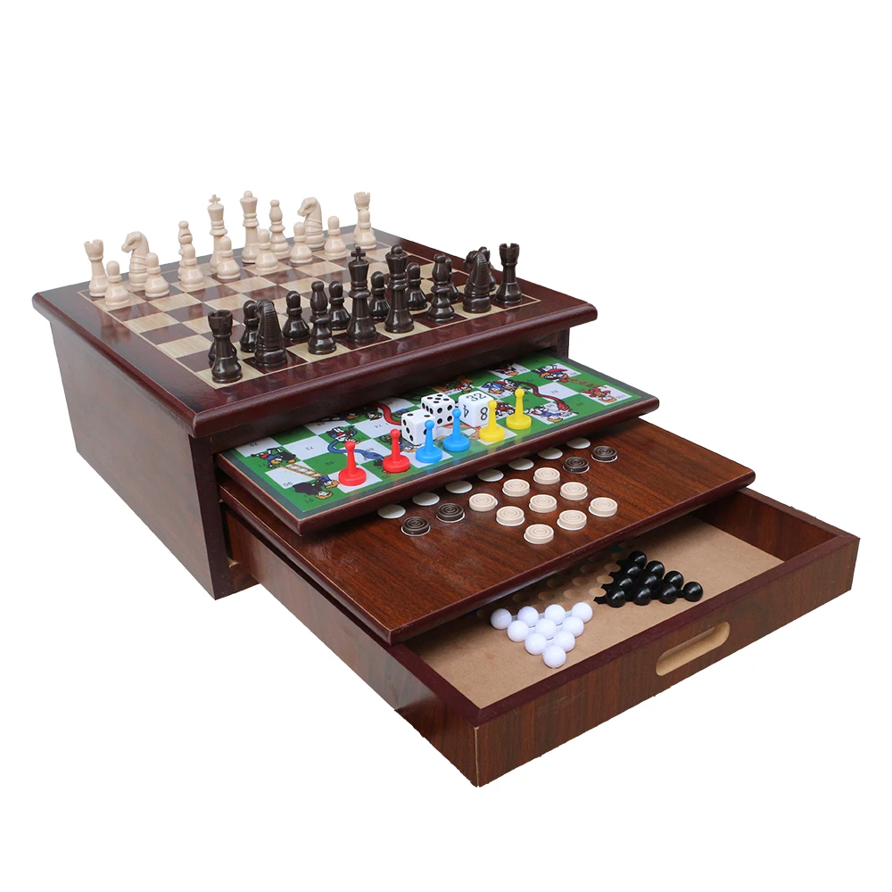 10 in 1 Board Game Set Travel-Friendly Family Games Backgammon Chinese Checkers Snakes and Ladders and More