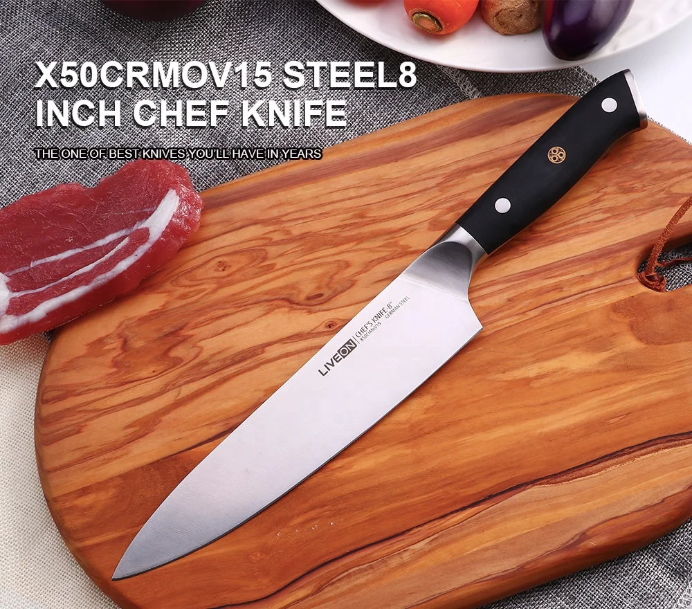 Super Sharp Solid  Steel Family Use Chef Knife 8 inch Kitchen Knife for Multiple Food Cutting