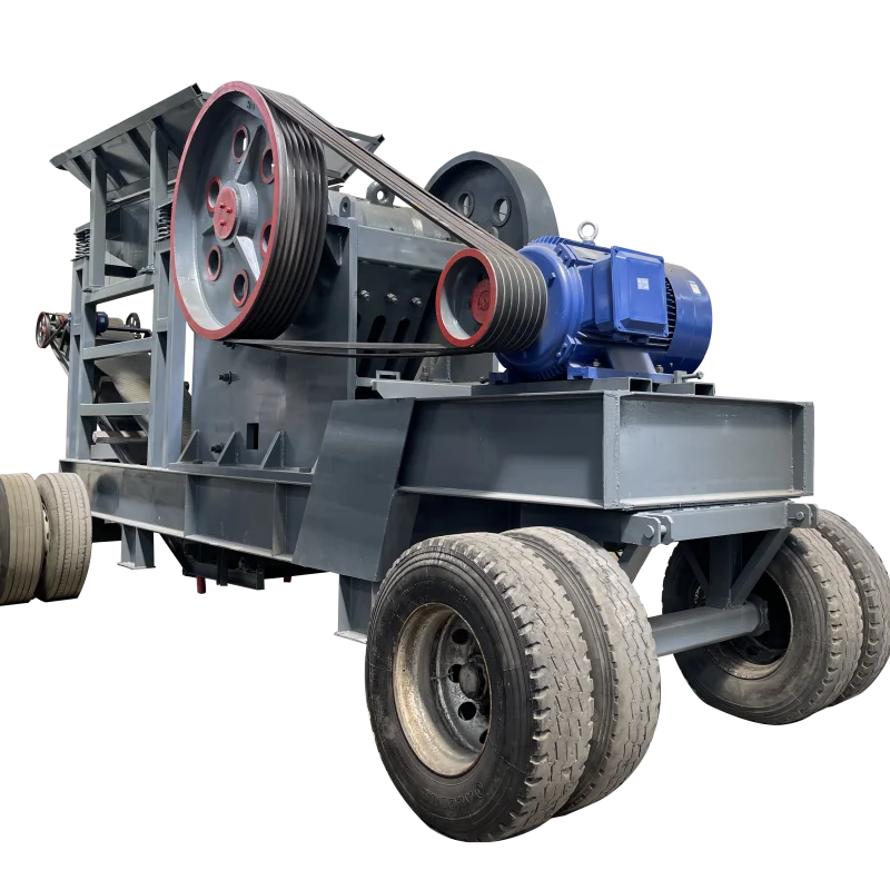 PE 500*750 Customizable pebble limestone diesel engine  jaw crusher mobile production line with belt conveyor vibrating feeder