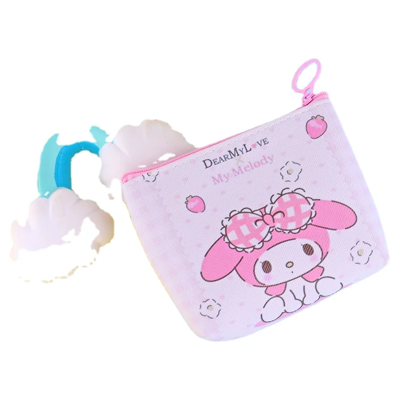 Linda Kawaii Kuromi My Melody Coin Purse Student Children Pu Zipper Headphone Bag Cinnamoroll  Mini Storage Bag Girl Gifts