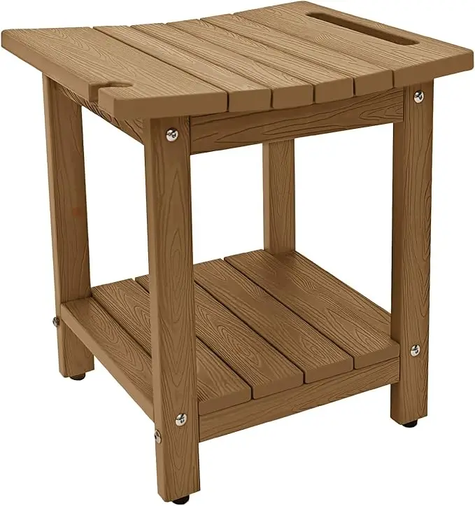 Teak Shower Bench, Inside Shower Chair for Shaving Legs, Waterproof 2-Tier Bath Spa Shower Stool for Adults Sitting