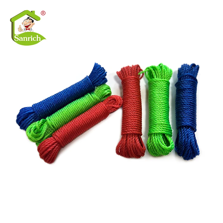 Made in china Mixed color clothesline 20m PP braided rope for wholesale