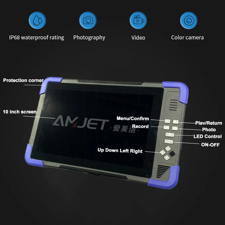 32 мм Головка камеры AMJET 4K плоская панельная система 100 м кабельная канализационная труба бороскоп контроля DVR для инспекции труб
