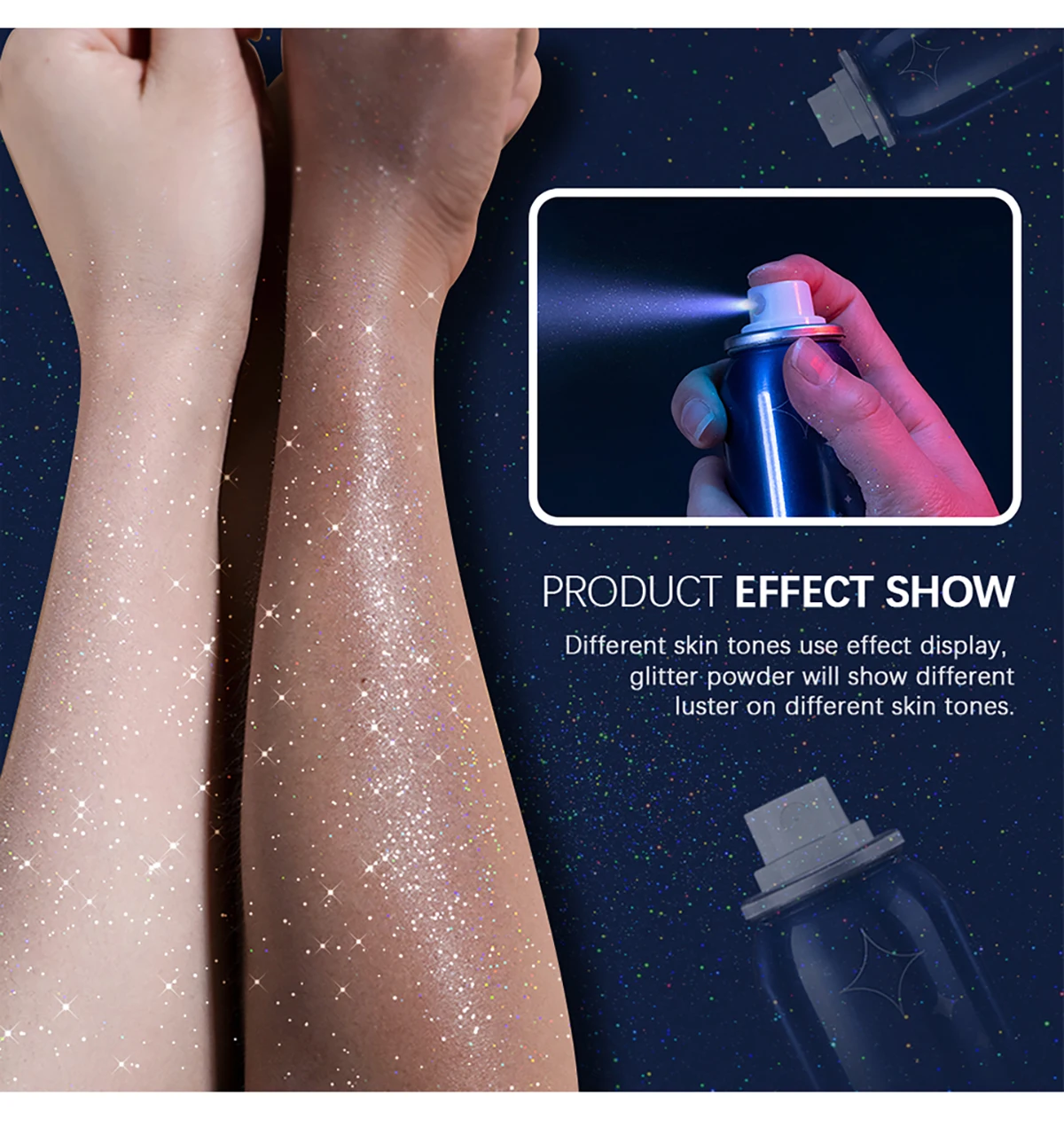 Glitter Spray Factory Wholesale Vegan Highlighter Shiny Long Lasting Face Hair Body Spray Glitter Shimmer Party Clothes