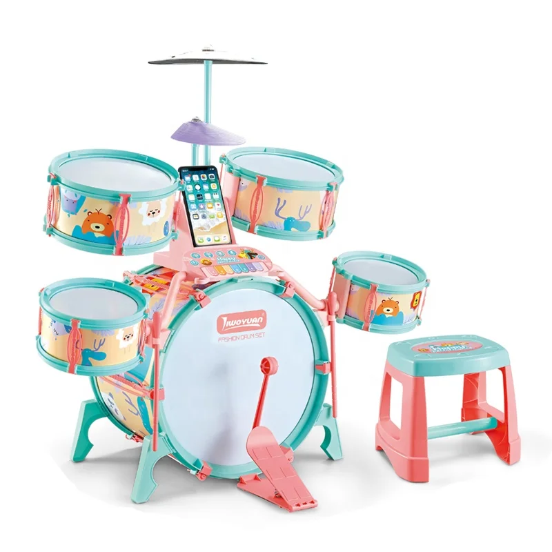 
Educational Musical Instrument Toys Plastic Drum Toys Kids Performer Happy Jazz Drum Set With Cards 