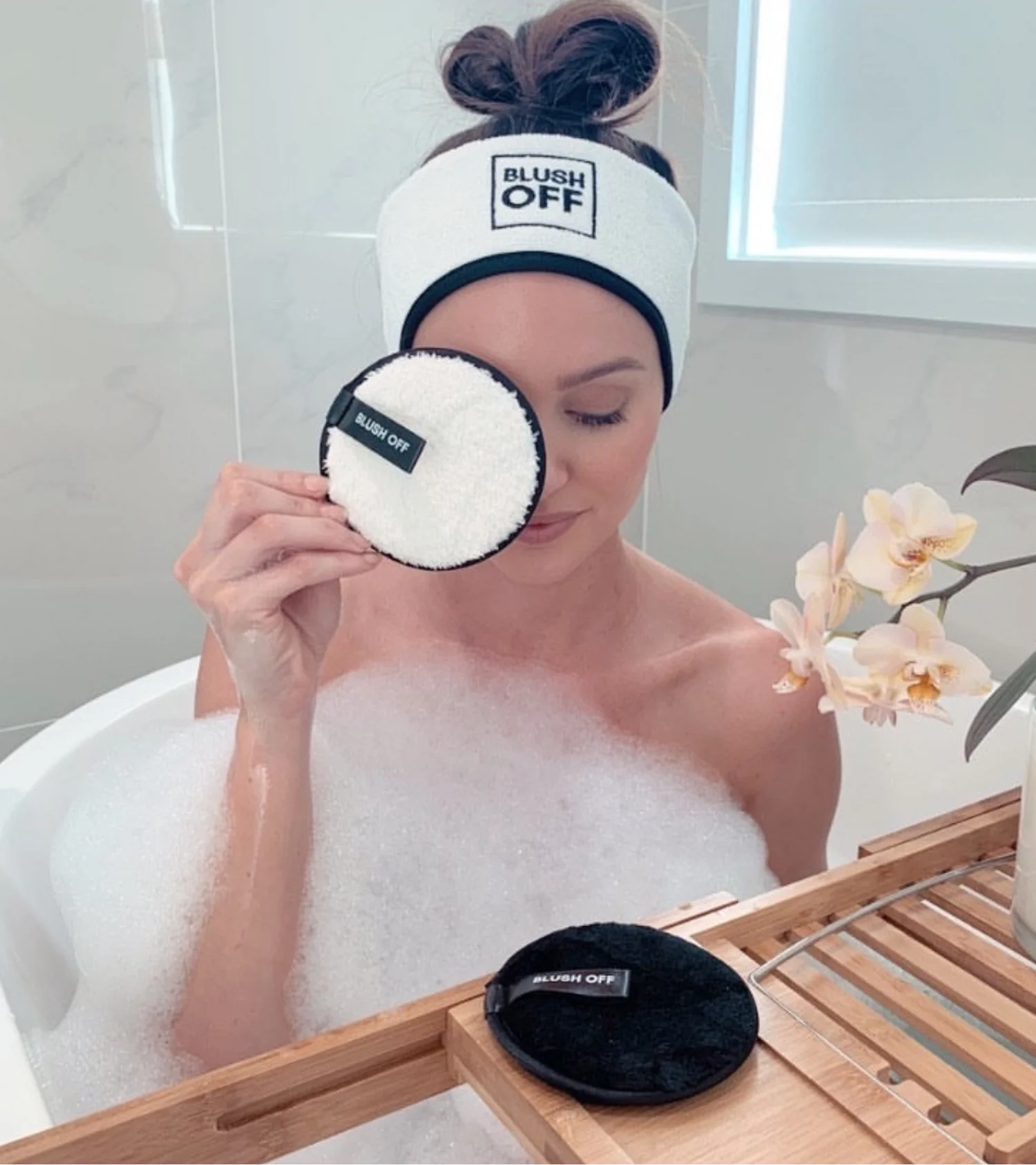 Custom Logo Black Spa Organic Bamboo Headbands for Women for Washing Face Skin Care Makeup Headbands Adjustable Towel Headband