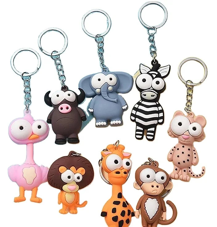 Custom design cartoon giraffe lion animal keychain bag car pendant