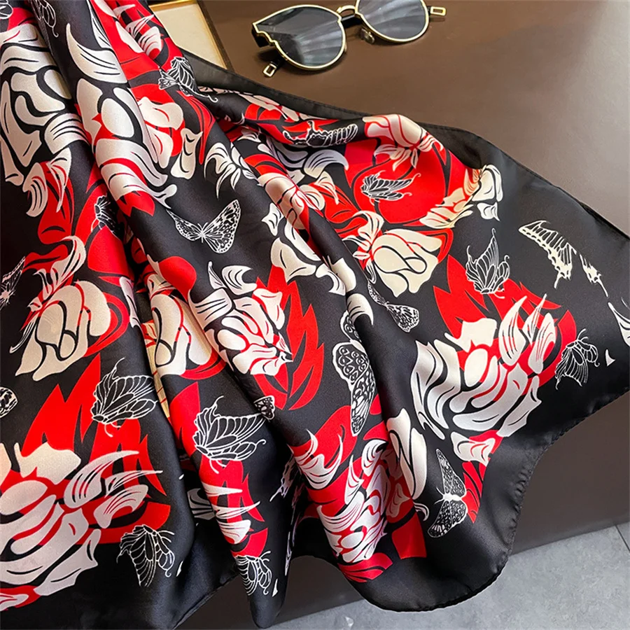 magnificent Checked Classic Hijab Imitated design ethnic Floral Elegant Luxury Silk Scarves stylish