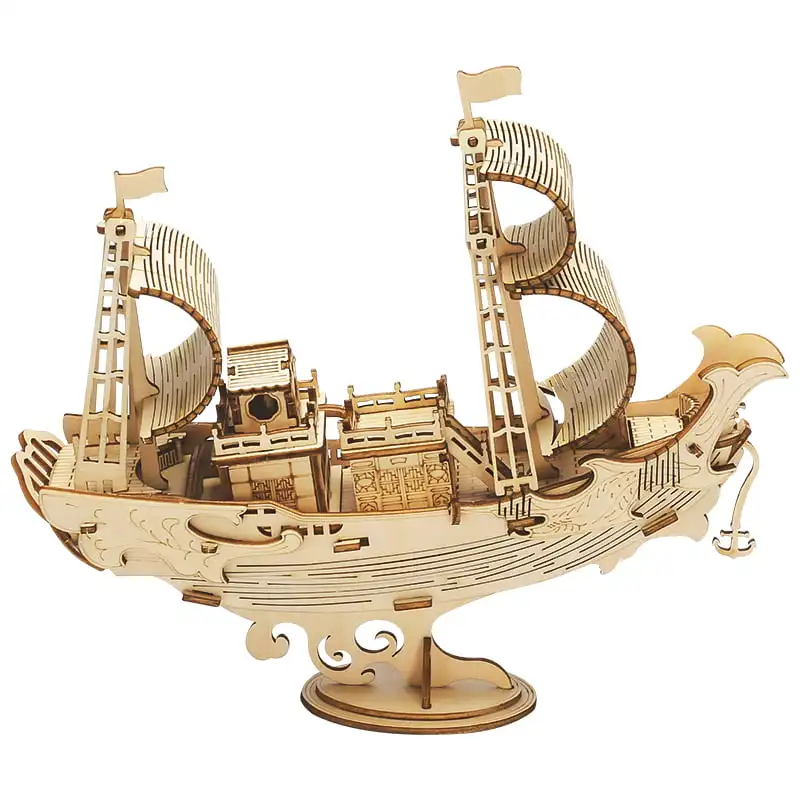 Robotime Wooden Watercraft Model Kit to Build, Best Gift Ideas Sailling Ship 3D Wooden Puzzle