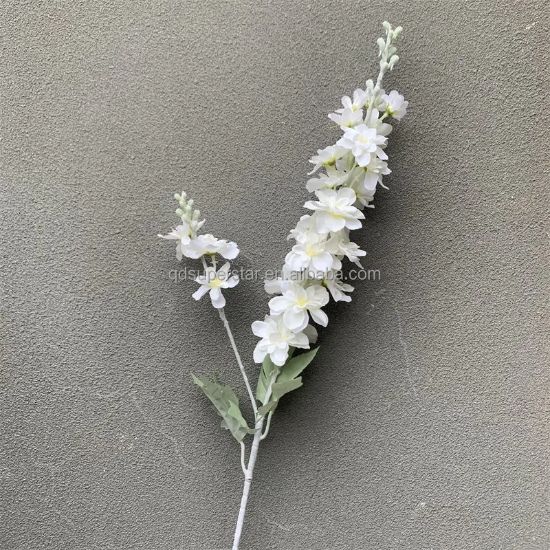 A-199 High Quality Artificial Flowers Long Stem 2 forks White Big Delphinium for Home Wedding Decor