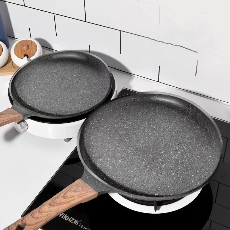 Pan Crepe Pancake Pan Nonstick Frying Pot with Wooden Handle Omelet Saucepan Cooking Steak Pan Kitchenware Induction Crepe Maker