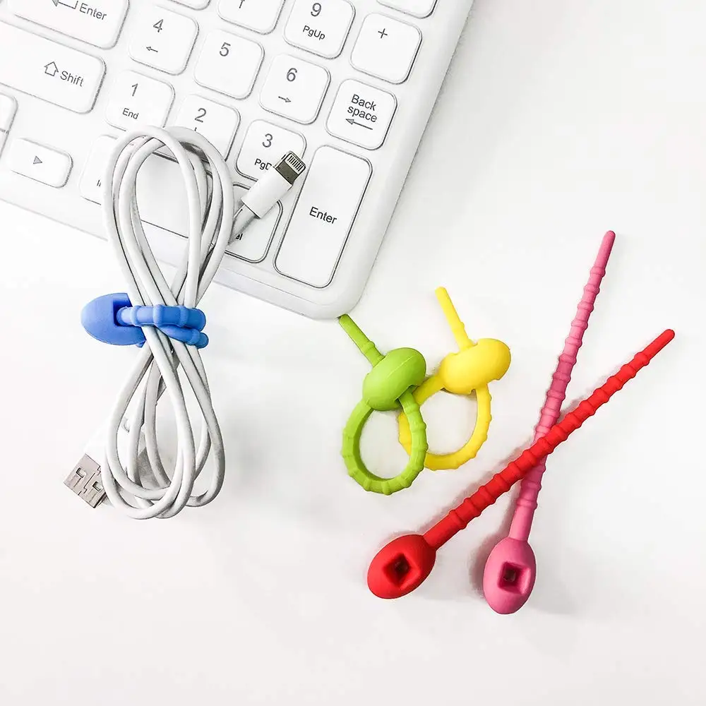 Colorful Silicone Ties Bag Clip Cable Straps Bread Rubber Twist Tie Cord Household Snake Ties Bag Sealing Clips