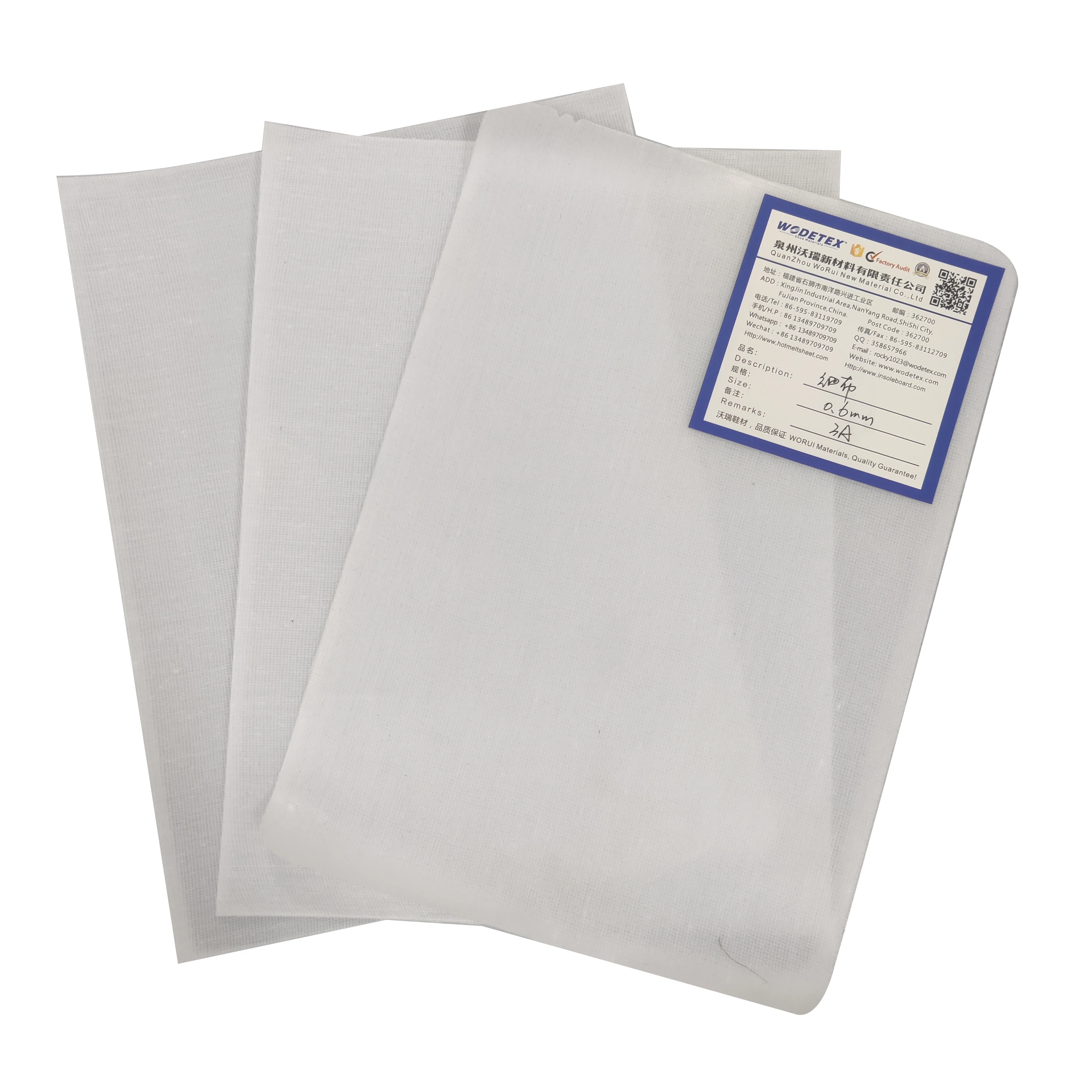 Single Sided Fabric Hot Melt Sheet Fabric Hot Melt Glue Sheet Fabric Hot Melt for Toe Puff