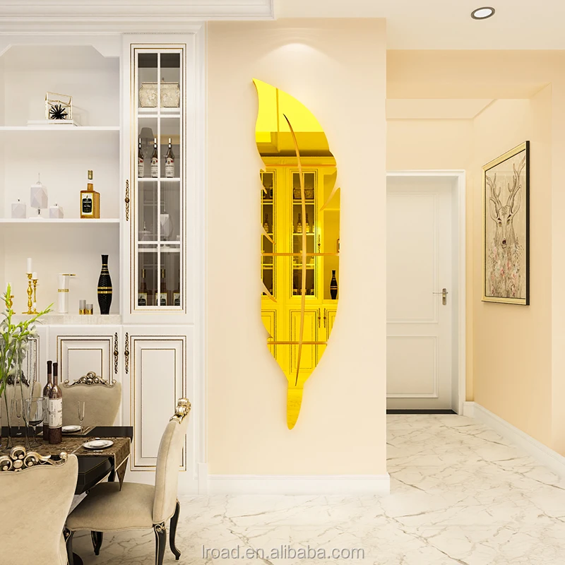 feather mirror wall sticker sitting room bedroom porch TV sofa background wall decorative mirror