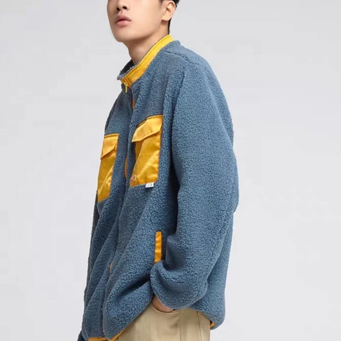 Winter custom new  spliced  zipper stand-up lover  wool hoodies