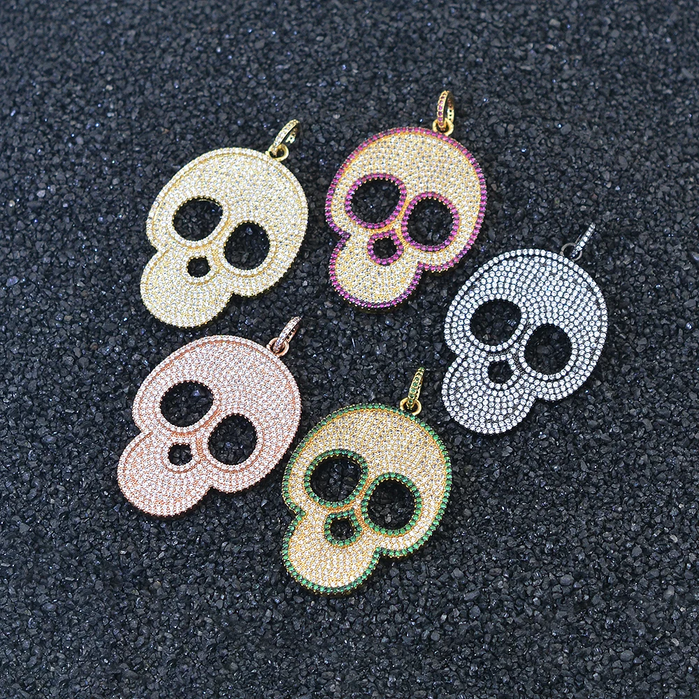 Original Personalized Skull Multicolor Diamond Jewelry Pendant Necklace