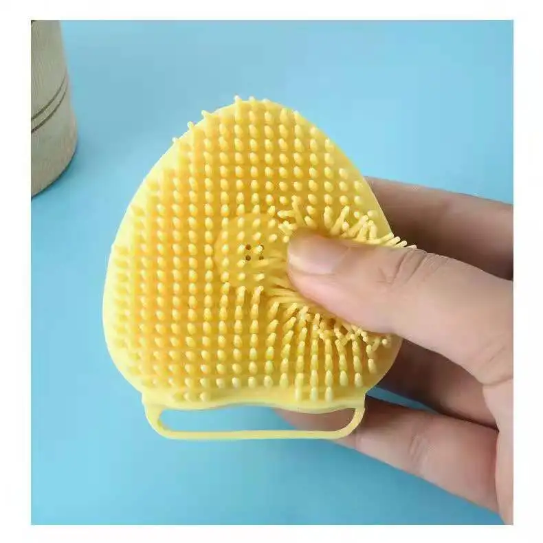 HZM Wholesale Amazon Silicone Baby Bath Brush Body Grooming Massage Brush with Shampoo Bottle Design