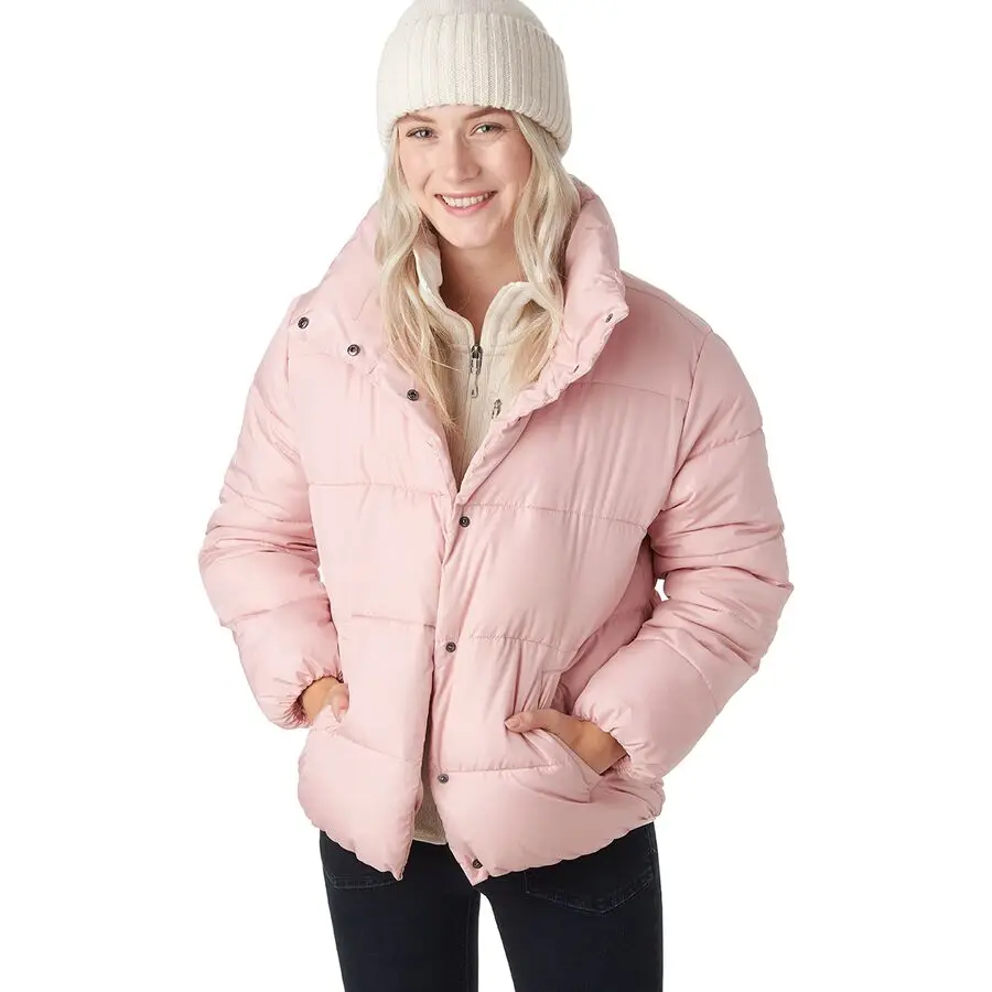 Winter Warm Workout Casual Pink Bubble Jacket Plush Goose Down Padded Puffer Jacket Women