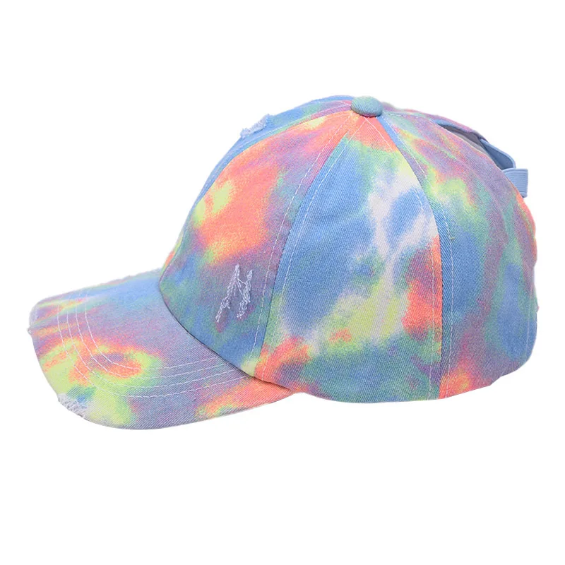 
2021 New stylish high quality tie dye baseball cap fox embroidered trucker hat sport cap 