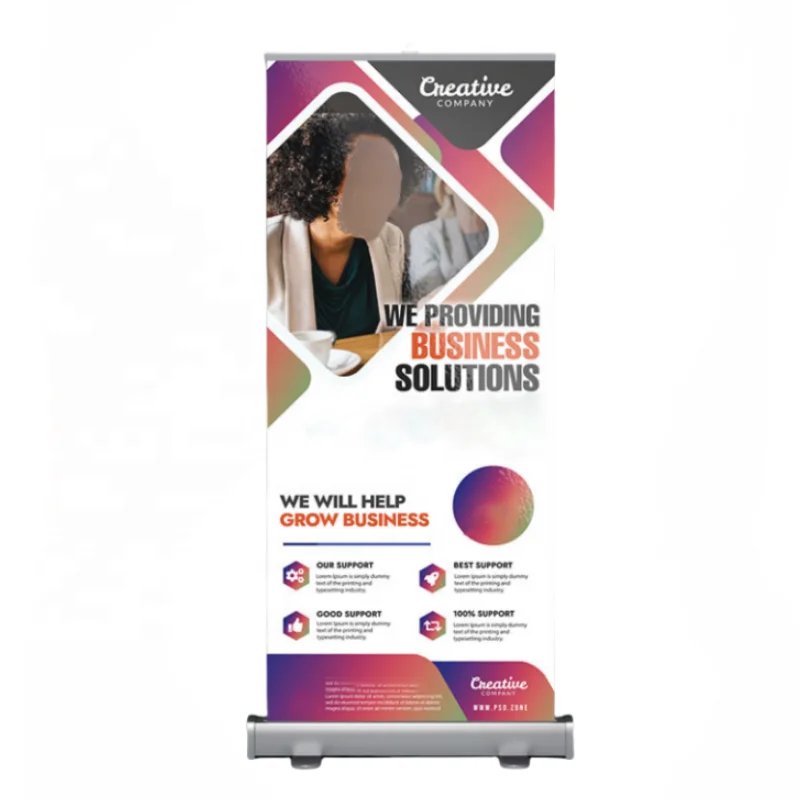 Custom Design Advertising Portable Retractable Aluminum Roll Up Banner 80 X 200 Cm Pull Up Stand Banner Roll Up Banner