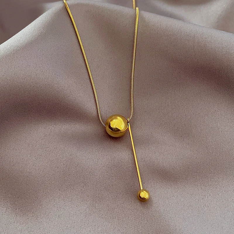 Оптовая Продажа 18K позолоченный шар кулон ожерелье из нержавеющей стали ювелирные изделия для женщин