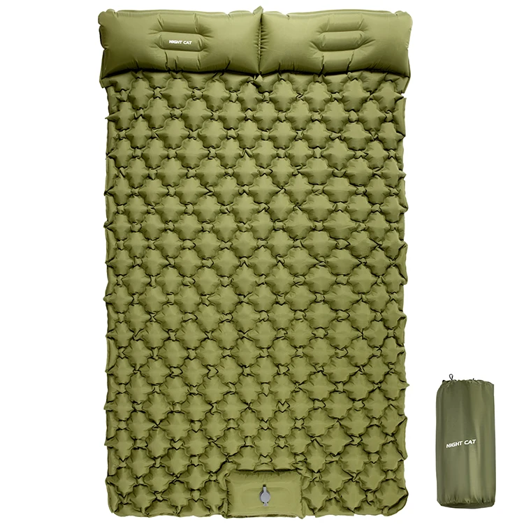 Ultralight Camping Mattress Mat with Pillow Double Sleeping Pad Inflatable Mat with Built-in Inflator Pump