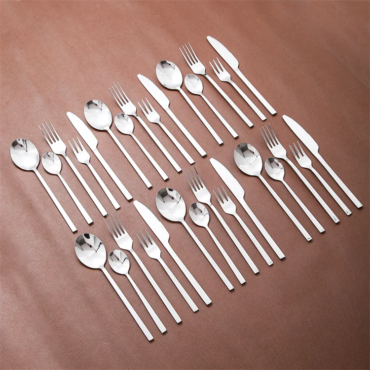Wedding cutlery organizer 30/24pcs cutleries set silver flatware reusable luxury spoon and fork kitchen stainless steel cutlery