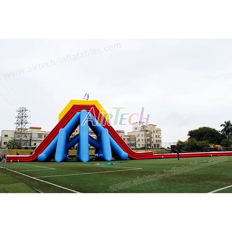 Commercial adults and kids 4 lanes slip slide giant inflatable hippo water for