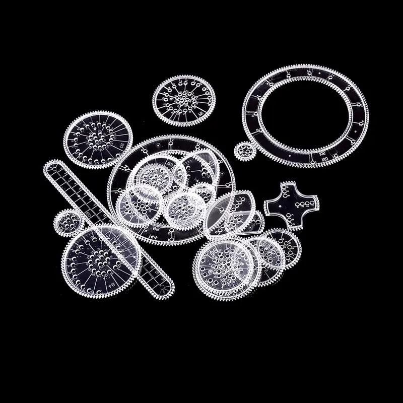 OEM 1set Spirograph Deluxe Set Design Tin Set Draw Spiral Designs Interlocking Gears & Wheels Draw Educational Toys School Supplies