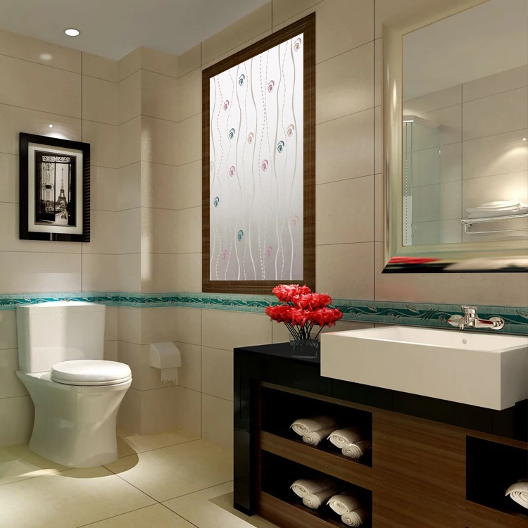 Window Film Wholesale Cheap Heat Insulation Static Painted Flower Feather Frosted Window Film