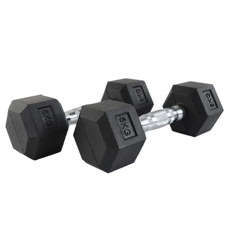 Factory Price Commercial Home Free Training 5lb Hexagon Rubber Weightlifting Dumbbell For Gym Fitness