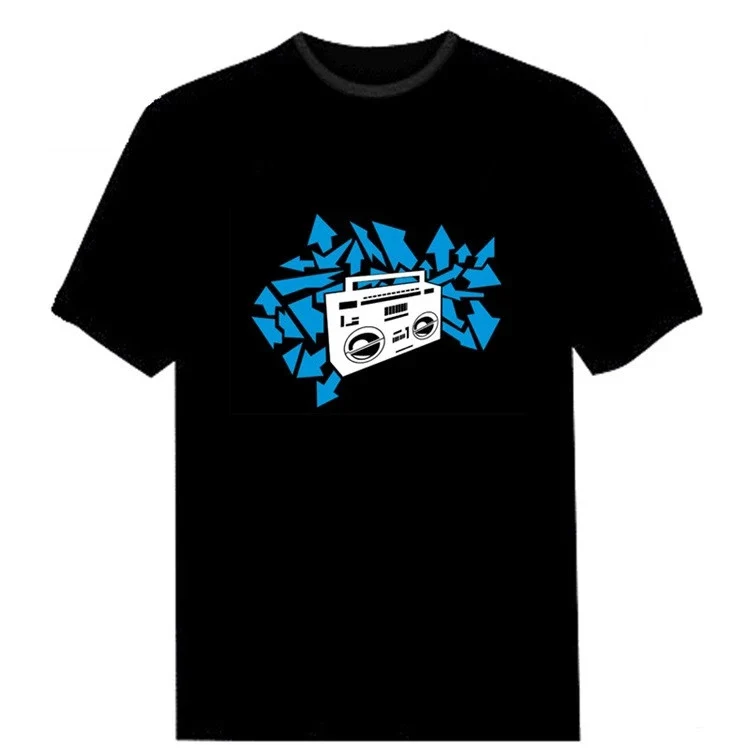 Футболка El, мигающий Звук, активация для вечеринки, светящаяся панель, зеленое освещение, Лидер продаж, продвижение музыки, светодиодная подсветка, футболка