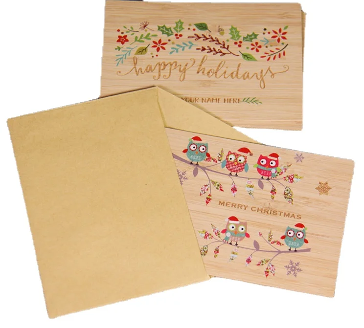 Wood color print postcard with envelope
