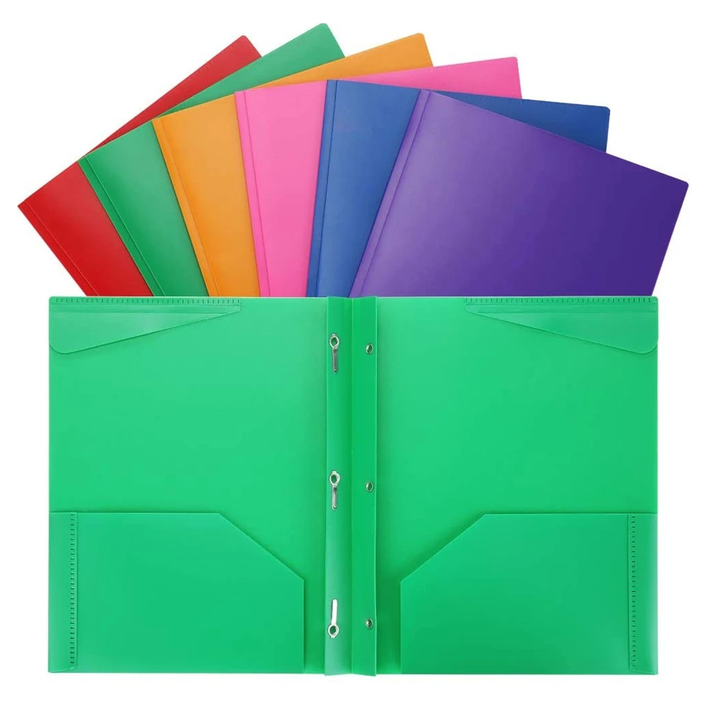 Разноцветные двойные карманные папки с 3 отверстиями