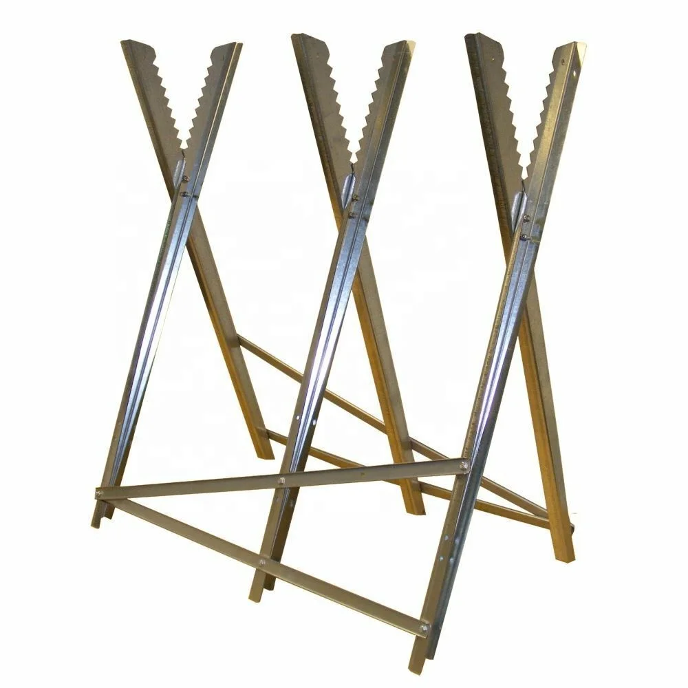 Portable Saw Horse galvanized Chainsaw Log Trestle Stand Non Slip Fire Wood Support Bench