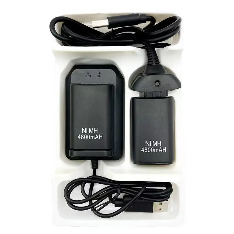 battery kit for Xbox 360 with 4800mah battery game pad dual charger replacement kit for PC360 docks power set