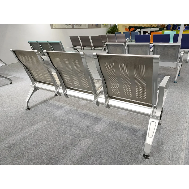 New Arrival Bank Station Public Hospital Waiting Conference Room Bench Triangle Chair 1-5 Seat Silver Airport Steel Chair