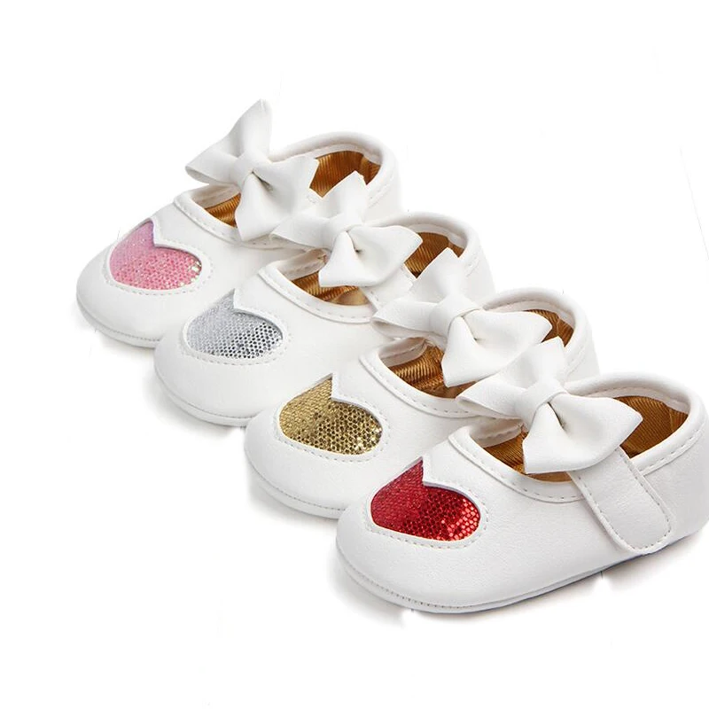 KYO Baby Toddler Shoes Girl Cute Love Decorative Bow Lacing Shoes 4 Colors Anti Slip Soft Sole Shoes